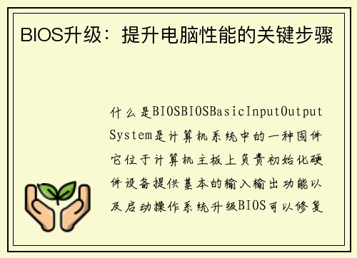 BIOS升级：提升电脑性能的关键步骤